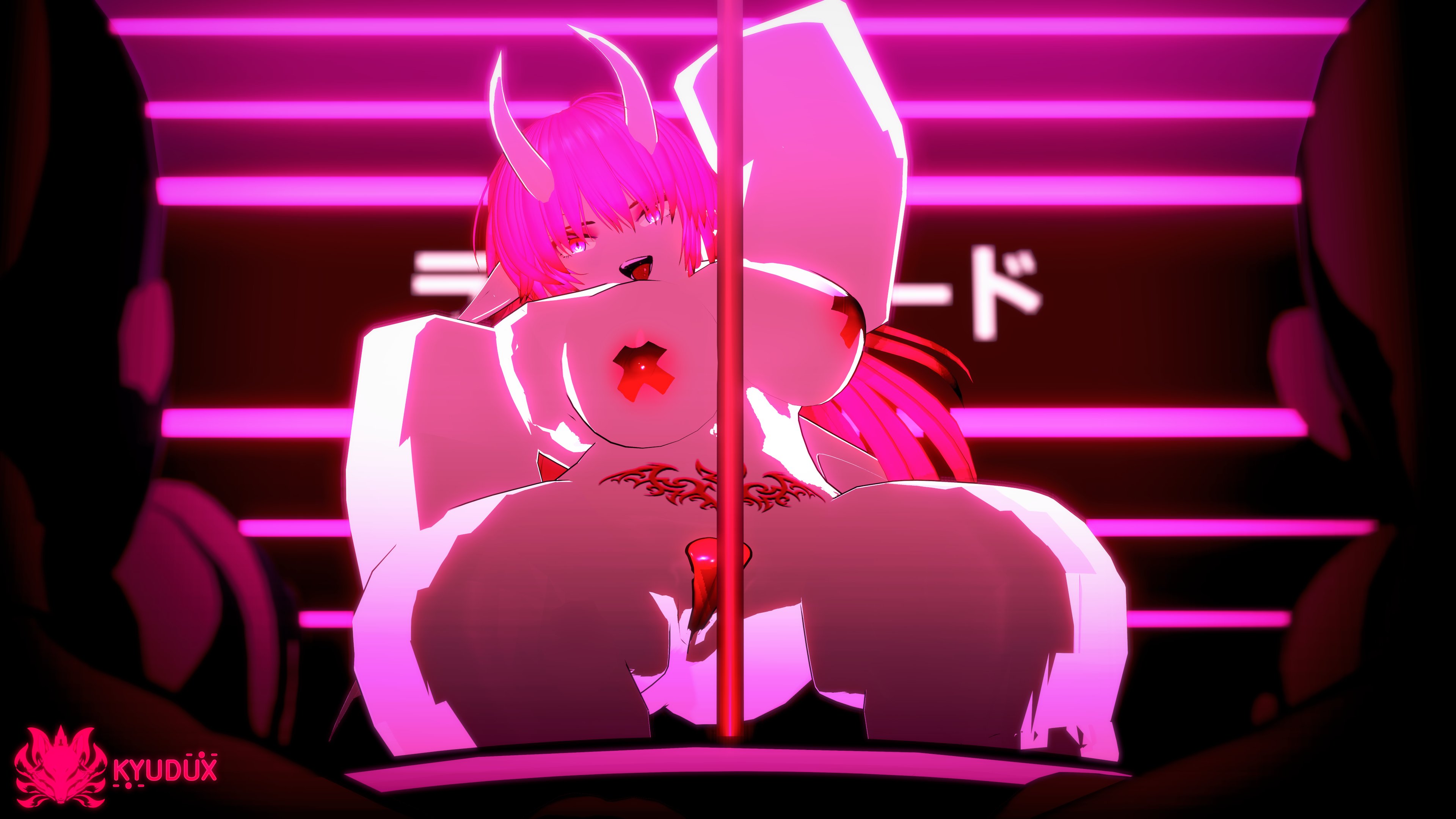 1female, 1girl, 1girls, 1woman, 3d, 3d (artwork), big boobs, big breasts, big tits, boobs, breasts, covered nipples, covered pussy, covered vagina, digital media, elf ears, female, female focus, horn, horns, jpeg, jpg, koikatsu, kyudux, light, light-skinned female, pole, pole dancer, pole dancing, roblox, robloxian, strip club, stripper, taped nipples, tits