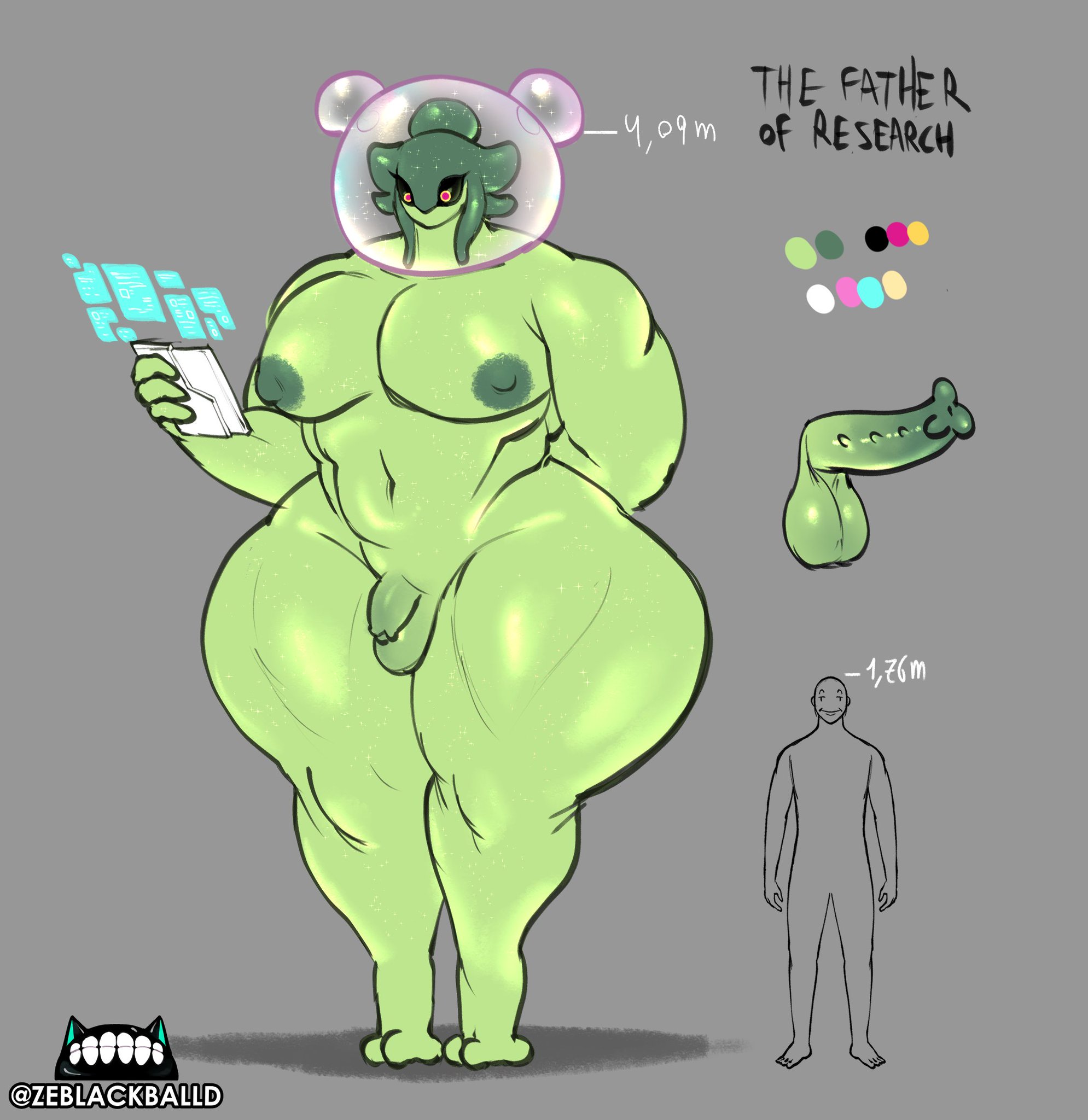 2boys, adorable, alien, alien boy, ambush (trap), big pecs, bottom heavy, cute face, erect penis, green skin, male only, naked, naked male, oc, pecs, small penis, tagme (character), tall, tall male, taller male, twunk, ze blackball.d, zeblackballd (artist)