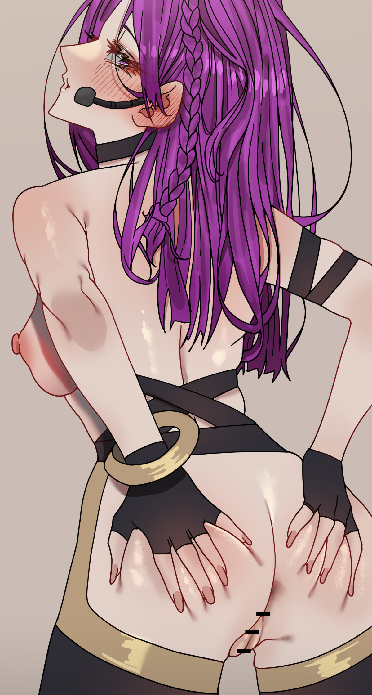 ass, ass focus, female, k/da kai'sa, k/da series, kai'sa, league of legends, looking back, moumring, nude, standing, tagme
