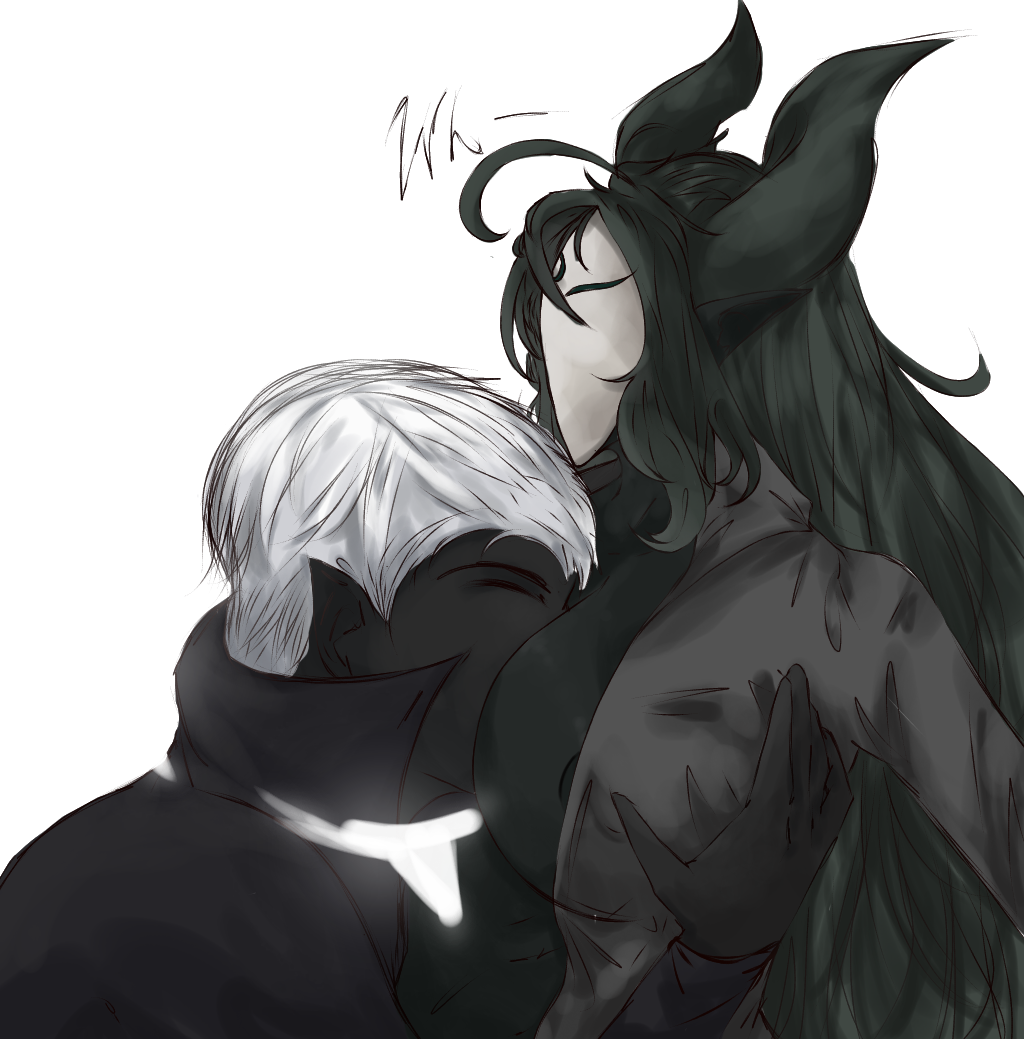 1boy 1girls absurd_res almost_naked black_skin deepwoken face_in_breasts ganymede_(deepwoken) green_hair green_skin hand_on_breast happy horns motorboating roblox roblox_game source_request surprised tagme transparent_background vesperian_(deepwoken) white_hair