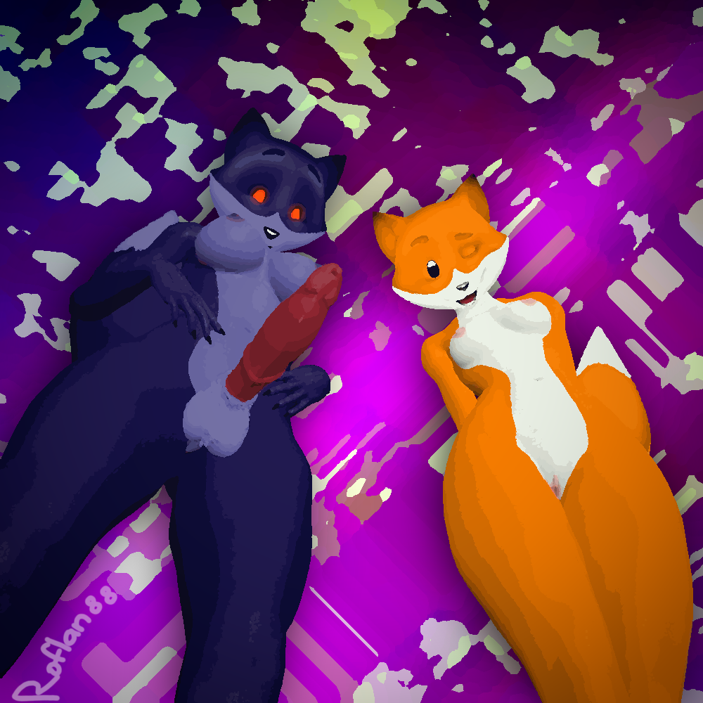 anthro breasts dark_fur fox foxtrot foxtrot_(copyright) furry futanari no_outlines orange_fur penis pussy roflan88 tagme watermark