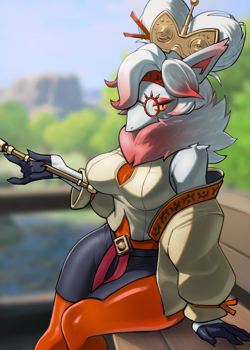 2023 anthro azuu azuuart big_breasts breasts clothed clothing cosplay crossover_cosplay female female_pokemon flute fur game_freak glasses gloves hisuian_zoroark holding_flute hourglass_figure nintendo pokemon pokemon_(species) pokemon_legends:_arceus purah purah_(cosplay) purah_(tears_of_the_kingdom) round_glasses solo tears_of_the_kingdom the_legend_of_zelda the_legend_of_zelda:_tears_of_the_kingdom thick_thighs wide_hips yellow_eyes zoroark