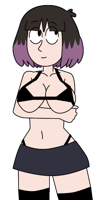 black_eyes black_hair ec-707 hilda_(series) kaisa_(hilda) pale-skinned_female purple_hair transparent_background two_tone_hair