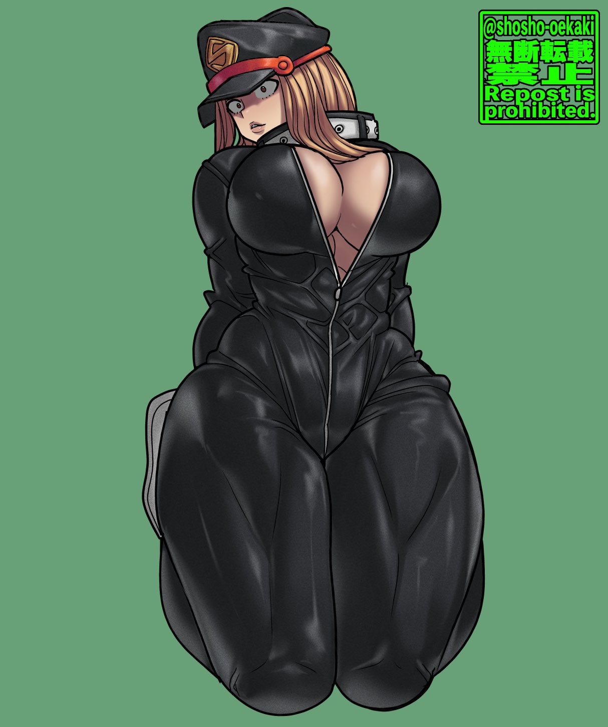 1girls, about to burst, barely contained, barely contained breasts, barely fits, big breasts, blonde hair, blonde-haired female, breasts, breasts too big, bursting breasts, camie utsushimi, clothed, clothing, female, female human, hero outfit (mha), human, imminent wardrobe malfunction, looking at viewer, mostly clothed, my hero academia, shosho oekaki, shounen jump, solo, solo female, strained zipper, superhero costume, superheroine, tagme, thick thighs, tight clothing, tight fit, tight fitting clothing, tight suit, too tight, undersized clothes, undersized clothing, utsushimi camie, zipper