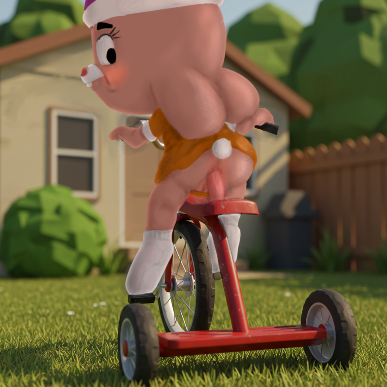 anais watterson, anal insertion, bunny ears, bunny girl, bunny tail, cub, dildo bike, dildo in ass, dildo insertion, dildo riding, female, furry, no panties, pantiless, sketch, the amazing world of gumball, young