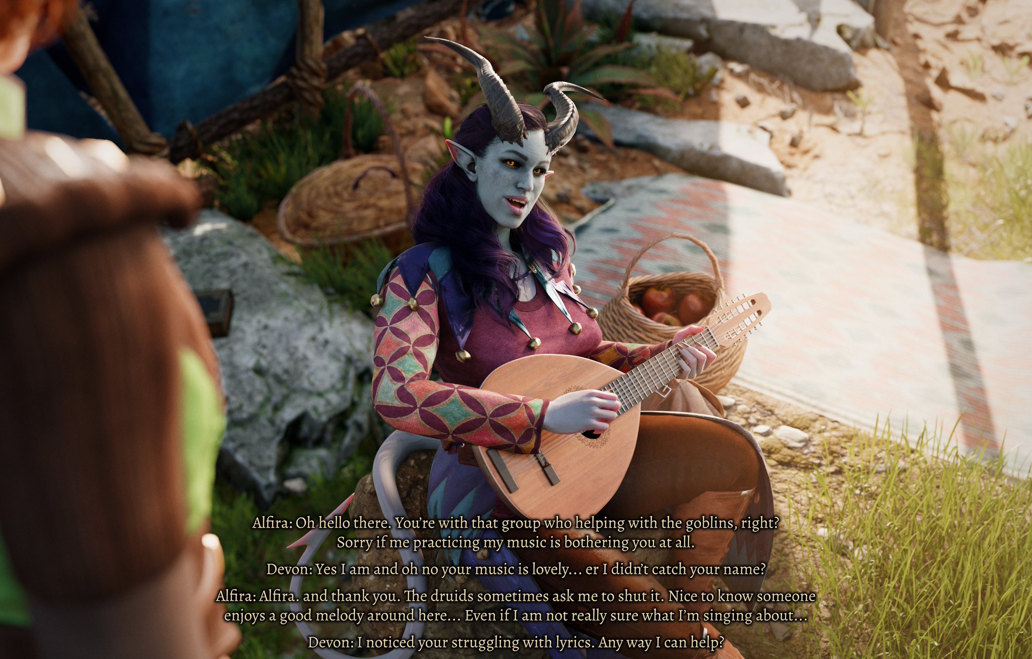 1boy, 1boy1girl, 1girls, 3d, alfira, asmodeus tiefling, ass, baldur's gate, baldur's gate 3, bard, big ass, big breasts, breasts, curvaceous, curvy, curvy figure, devon (dinoboy555), dialogue, dinoboy555, dungeons and dragons, english text, female, female on femboy, female/femboy, femboy, femboy on female, femboy/female, forgotten realms, hips, hourglass figure, huge ass, humanoid, large ass, large breasts, legs, male, male/female, mature, mature female, mature male, sketch page, slim waist, story, straight, text, thick, thick hips, thick legs, thick thighs, thighs, tiefling, tiefling girl, unseen male face, voluptuous, waist, wide hips