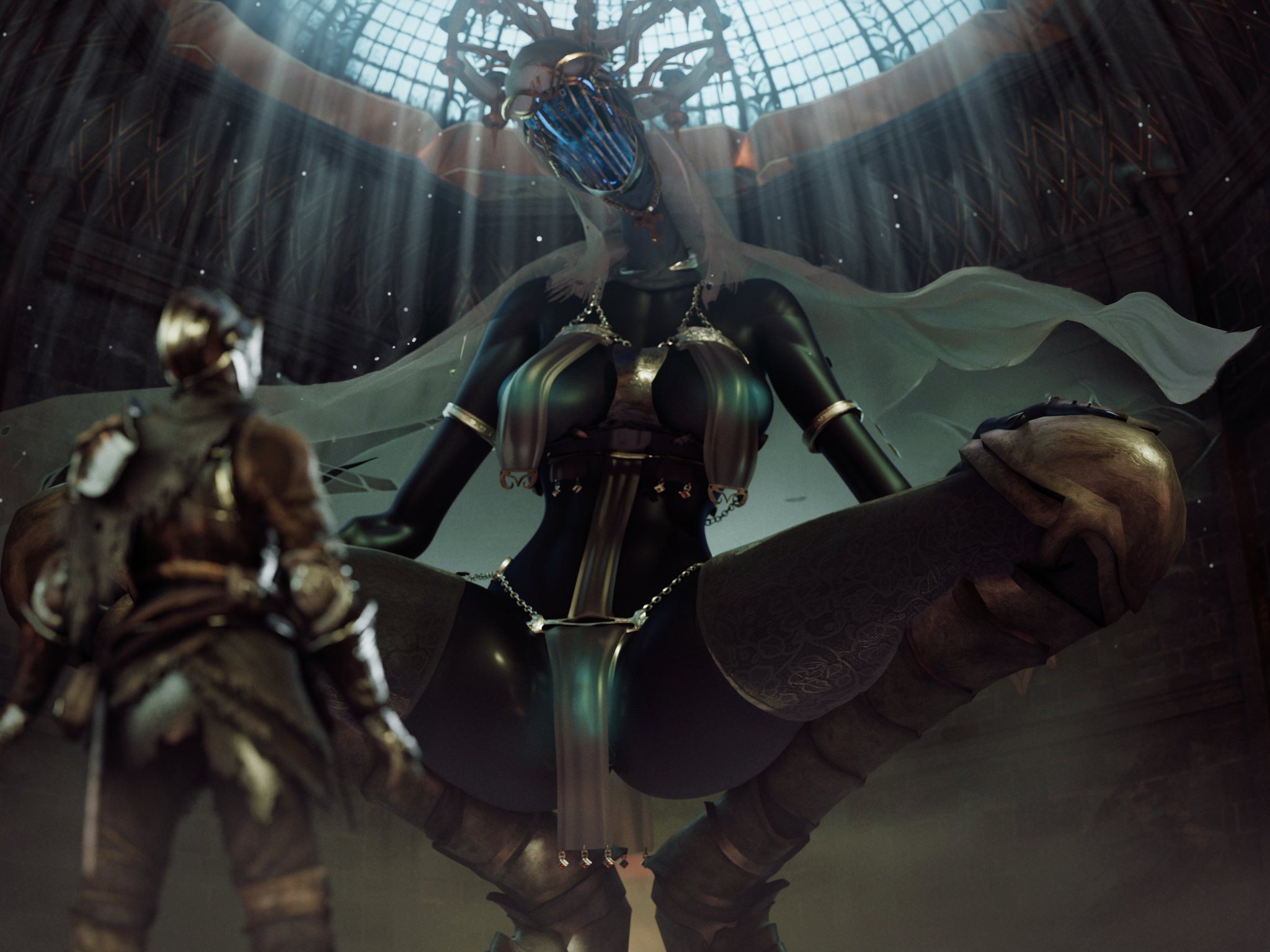 1boy, 1boy1girl, 1girls, 3d, 4:3, ashen one, big ass, big breasts, bigger female, breasts, bust, busty, chest, curvaceous, curvy, curvy figure, dancer of the boreal valley, dark souls, dark souls 3, dinoboy555, duo, female, fromsoftware, giantess, height difference, hips, hourglass figure, huge ass, huge breasts, large ass, large breasts, larger female, legs, macro, macro female, macro on micro, male, male/female, mature, mature female, mature male, micro male, micro on macro, shorter male, size difference, smaller male, straight, taller female, thick, thick hips, thick legs, thick thighs, thighs, voluptuous, waist, wide hips