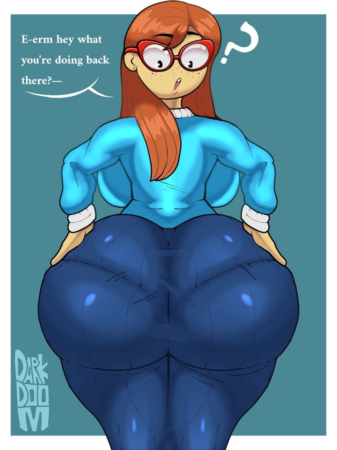 ass, big ass, big breasts, breasts, darkdoom, female, huge ass, huge breasts, kindergarten (game), kindergarten 3, ms. lovelett, pantylines, text, tight clothing, wide hips