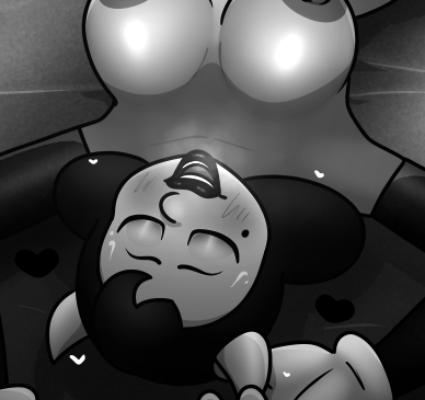 2025, 2d, 2d (artwork), 2d artwork, alice angel, angel, angel girl, artist logo, artist name, beanontoast, bendy and the ink machine, big breasts, black hair, black lipstick, breasts, female, horns, monochrome