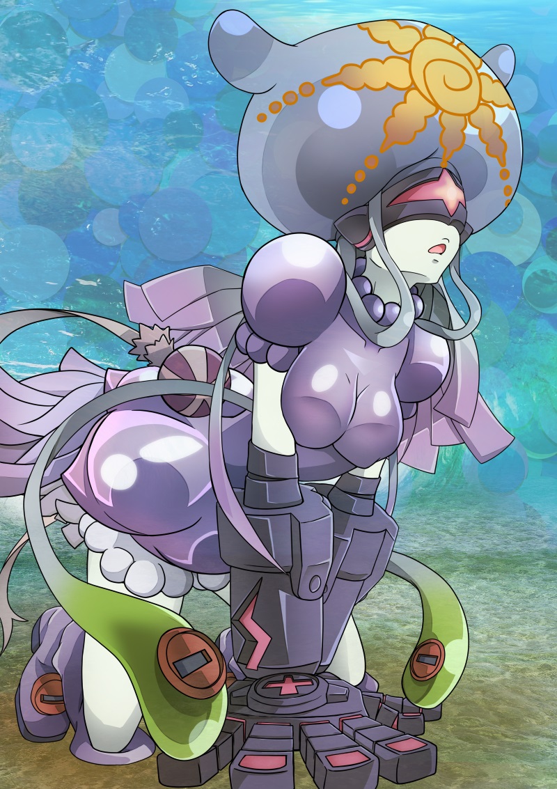 1girls digimon digimon_(species) digimon_ghost_game female female_only gtmwd262 jellyfish jellyfish_humanoid marine marine_humanoid solo thetismon