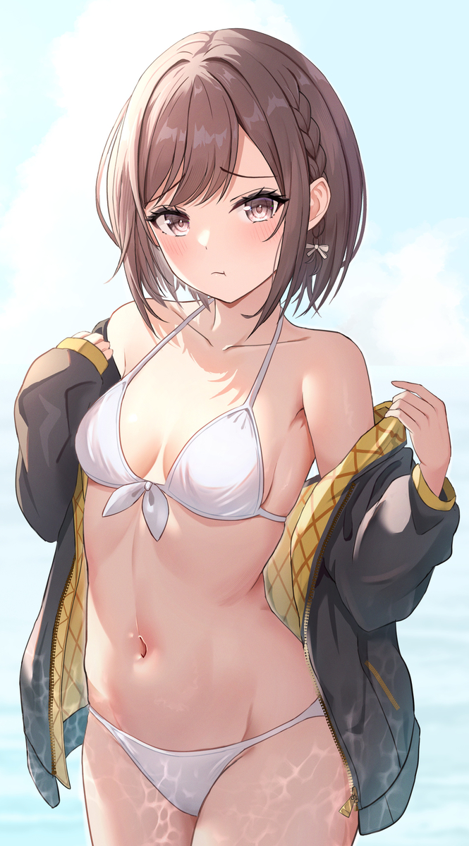 bikini breasts brown_eyes brown_hair female loulis navel project_sekai shinonome_ena swimsuit