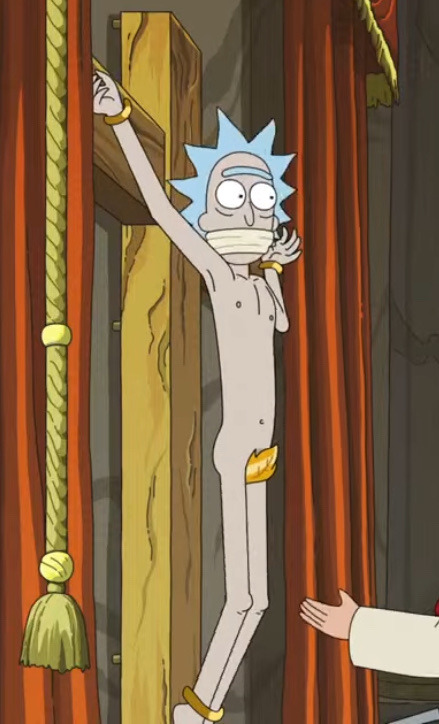 adult_swim crucified gagged male male_only naked nude rick_and_morty rick_sanchez screenshot skinny solo tagme tagme_(artist) toony