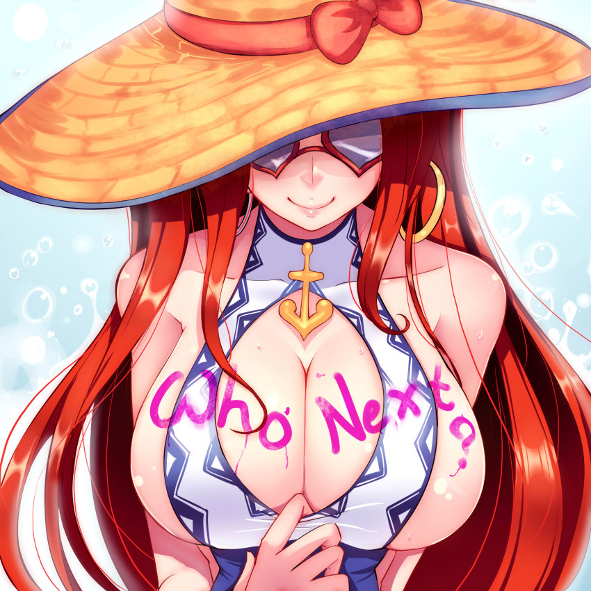 big breasts, body writing, breasts, darklux, female, female focus, female only, large breasts, league of legends, miss fortune, pool party miss fortune, pool party series, purple-tinted eyewear, sideboob, solo, solo female, solo focus, sunglasses, swimsuit, tinted eyewear