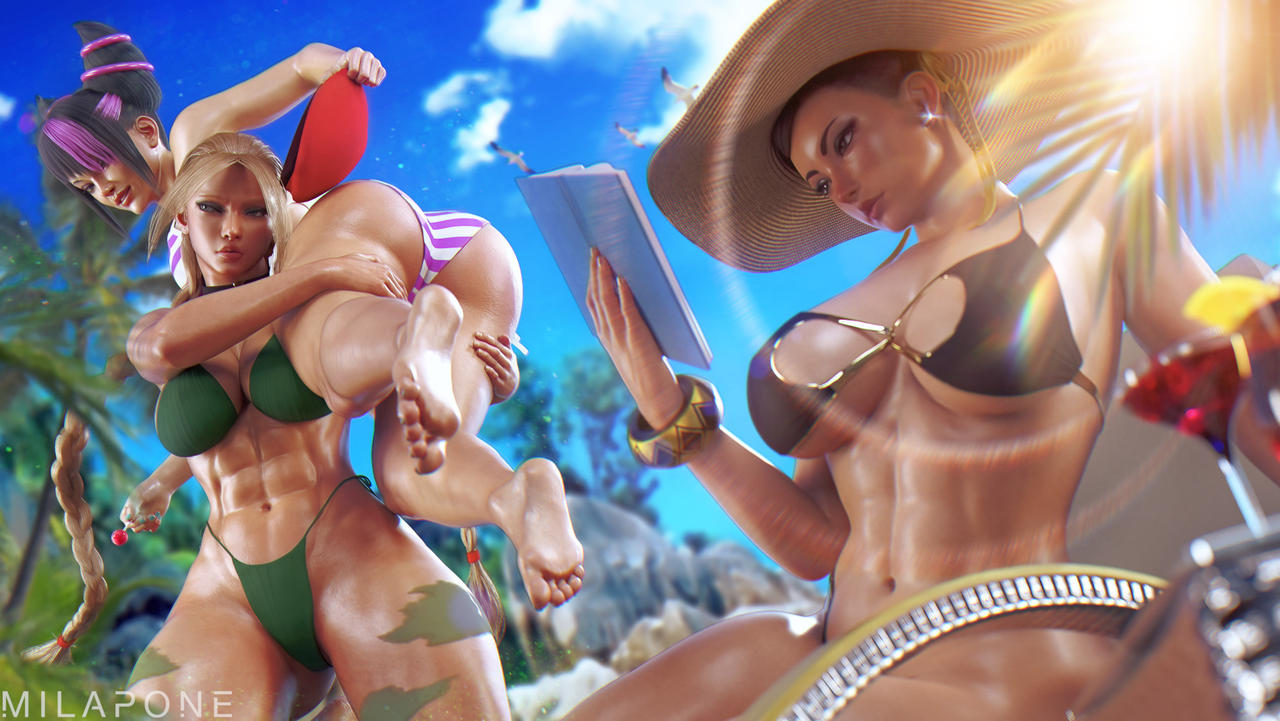 3d 3girls abs asian asian_female ass athletic athletic_female beach big_ass big_breasts bikini blue_nail_polish bottom_heavy breasts british british_female brown_hair busty cammy_white capcom caucasian caucasian_female chinese chun-li curvaceous curves curvy curvy_figure eyebrows eyelashes eyes female female_only fit fit_female hair hips hourglass_figure huge_breasts juri_han korean korean_female large_breasts legs light-skinned_female light_skin lips mature mature_female milapone south_korean street_fighter street_fighter_6 swimsuit tagme thick thick_legs thick_thighs thighs toenail_polish top_heavy voluptuous wide_hips