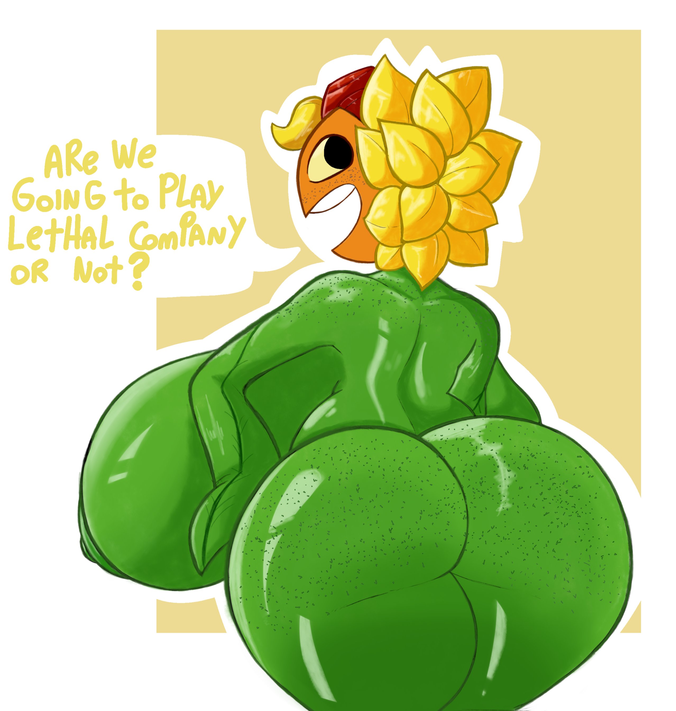 1girls, 2d, 2d (artwork), areola, areolae, ass, back, back view, backboob, big ass, breasts, breasts bigger than head, casual, casual nudity, cumlord, cumlord (artist), female, female only, flora fauna, functionally nude, functionally nude female, goggles, huge ass, huge breasts, hyper breasts, just coffee, nipples, nude, plant, plant girl, plant humanoid, plantie, plants vs zombies, plants vs zombies: heroes, pov, solar flare (pvz), solo, solo female, sunflower, sunflower (pvz), tagme, text