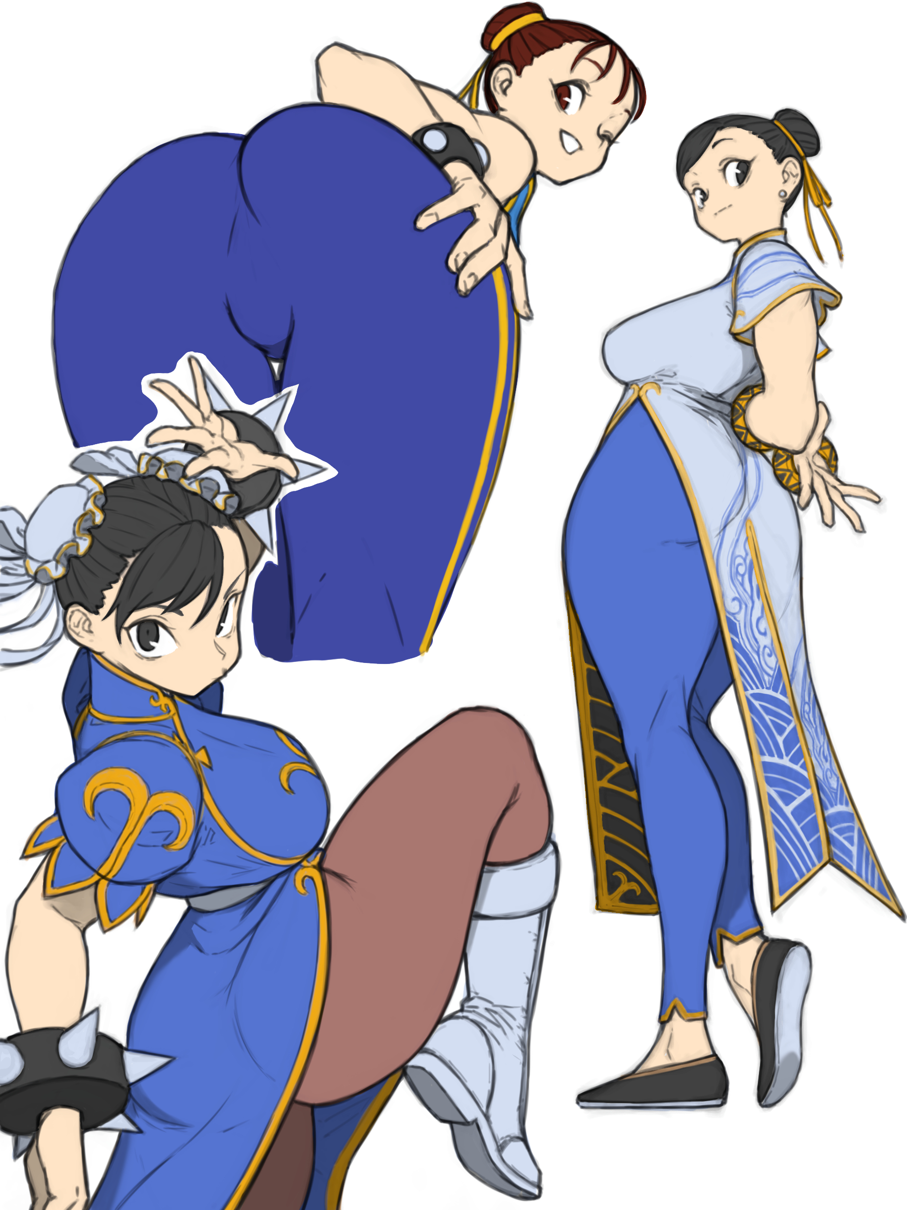 1girls, ass, ass focus, chun-li, clothed, clothed female, female, hourglass figure, legs, street fighter, tight clothing, toshinoshin00, wide hips