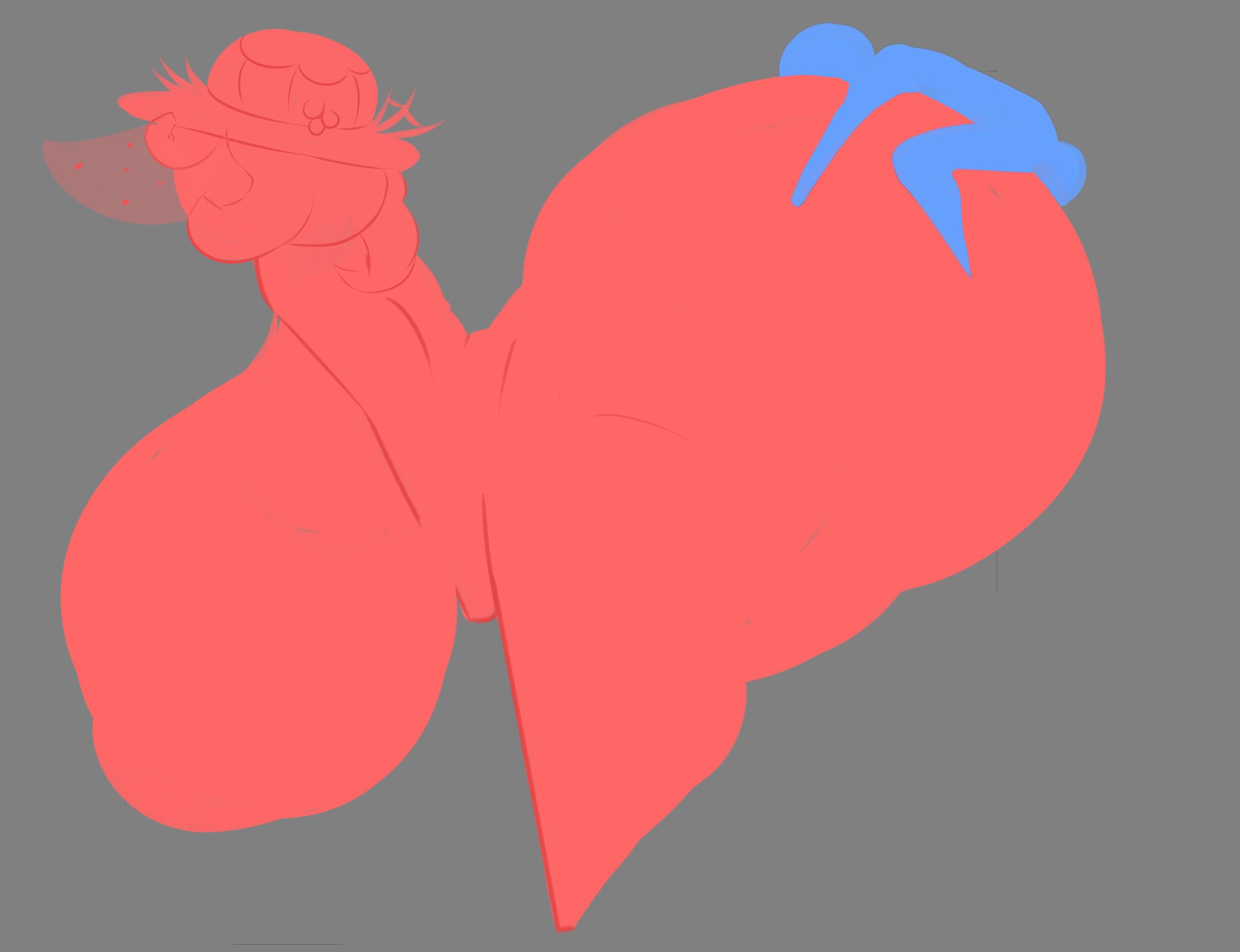 ass, ass focus, blank character, breasts, cookie run, female, fromariels, giantess, huge ass, huge breasts, hyper ass, mounting, no shading, small dom big sub, tagme, truffle cookie, what