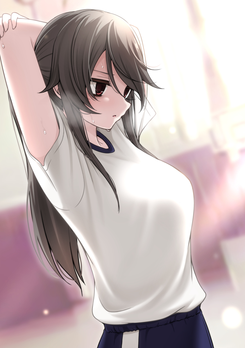 big_breasts embarrassed female gym_clothes ikari_manatsu kurai_anoko_to_shitai_koto long_hair sasaki_touko tagme