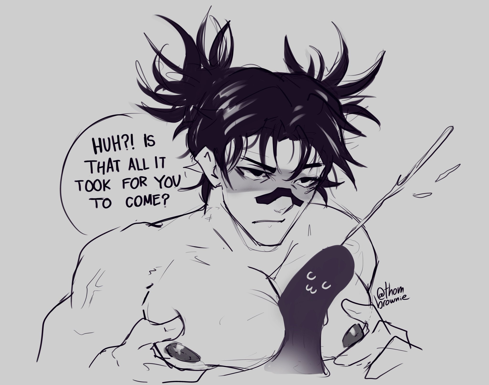 breasts, censored penis, chest, choso kamo, dialogue, gay, jujutsu kaisen, male, male chest, male focus, male only, muscular, muscular male, nipples, paizuri, pecjob, pecs, pecs grab, pectorals, penis, penis between breasts, solo, solo focus, solo male, thombrownie, titjob, yaoi