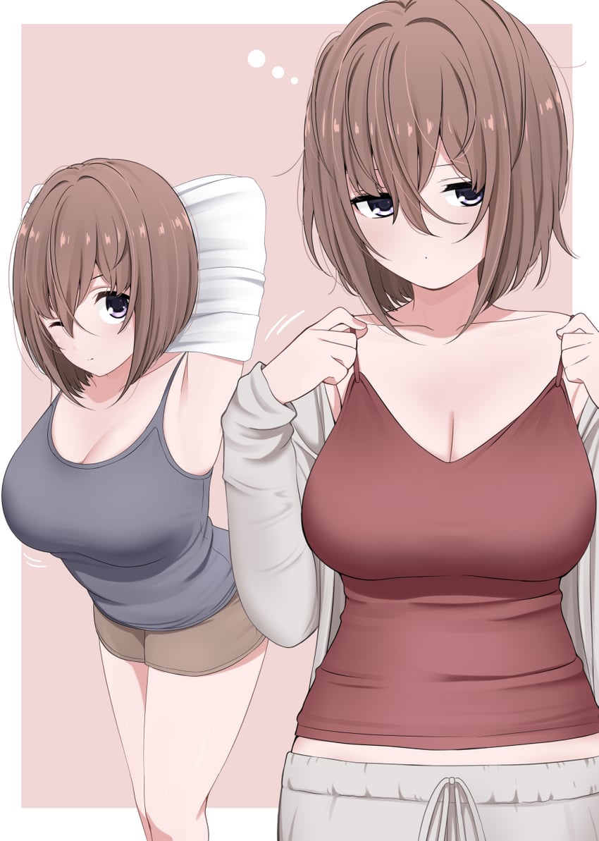 big_breasts cleavage getting_dressed ikari_manatsu kamihira_mao kurai_anoko_to_shitai_koto partially_clothed