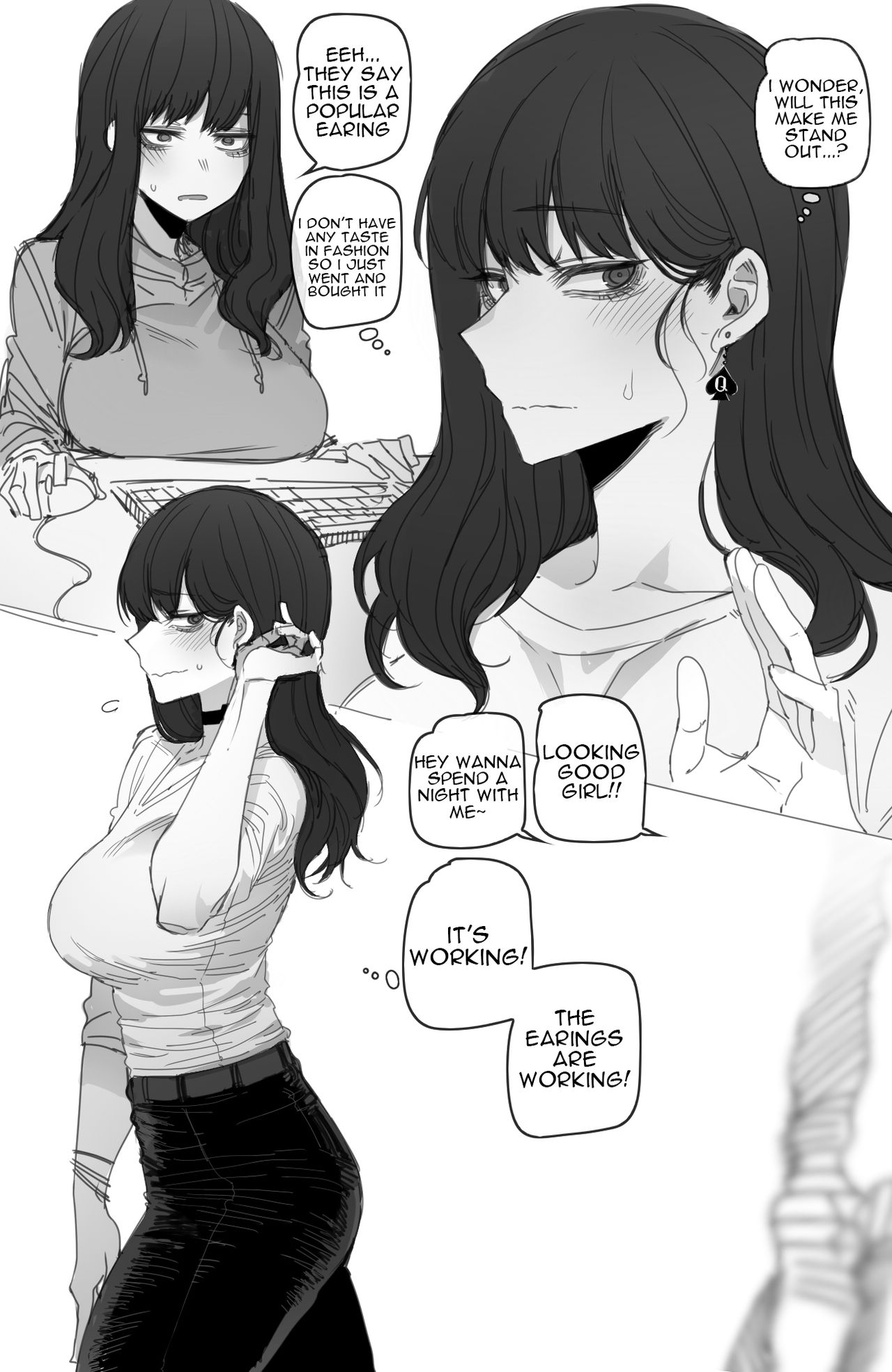 1girls, black and white, blush, collar, comic, corruption, earings, english, english text, female, femsub, interracial, jewelry, light skin, light-skinned female, mr.skull, oblivious, original, original character, original characters, pale skin, pale-skinned female, queen of spades, ratatatat74, submissive, submissive female, text