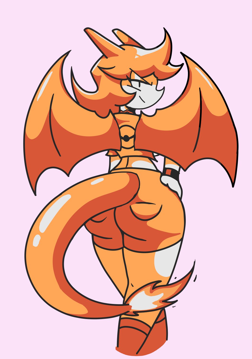 alternate_version_available ass big_ass charizard clothed fire humanized looking_at_viewer miki_(tommytornado) orange orange_hair pokemon pokemon_(species) showing_off tail tommytornado wings