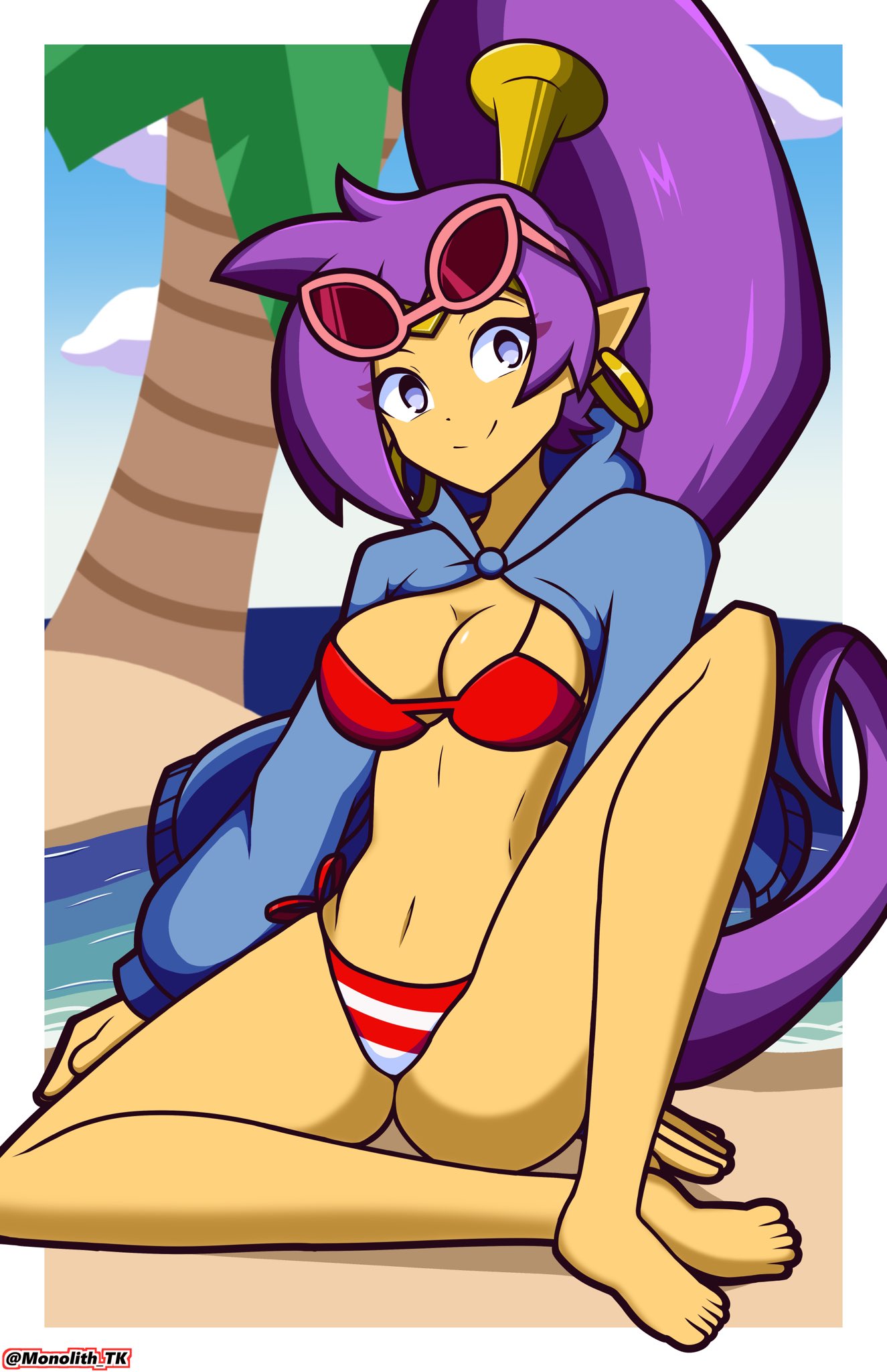 breasts female female_only monolith_tk purple_hair shantae shantae_(character) solo straight_hair tagme