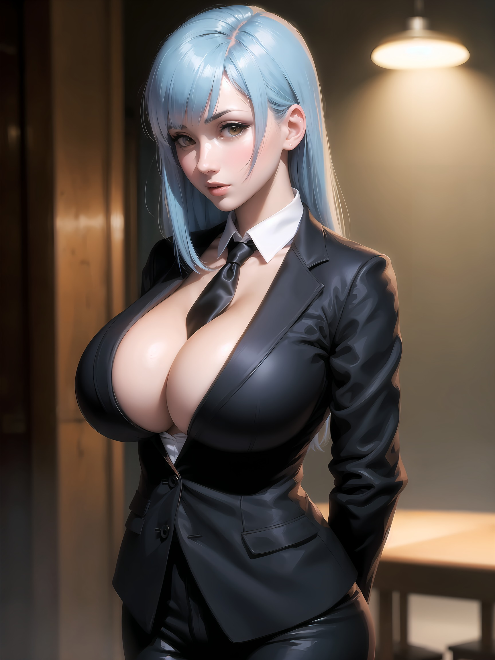 1girls, ai generated, big breasts, breasts, cleavage, female, female only, jujutsu kaisen, kasumi miwa, suit, xepon real