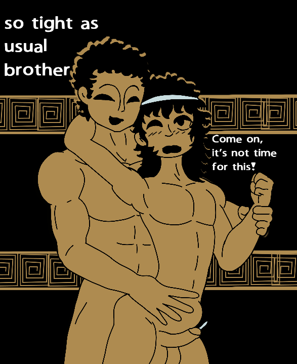 2boys anal_sex ancient_greece brother_and_brother femboy furu_flami gay greek_pottery incest red-figure_pottery small_penis stomach_bulge