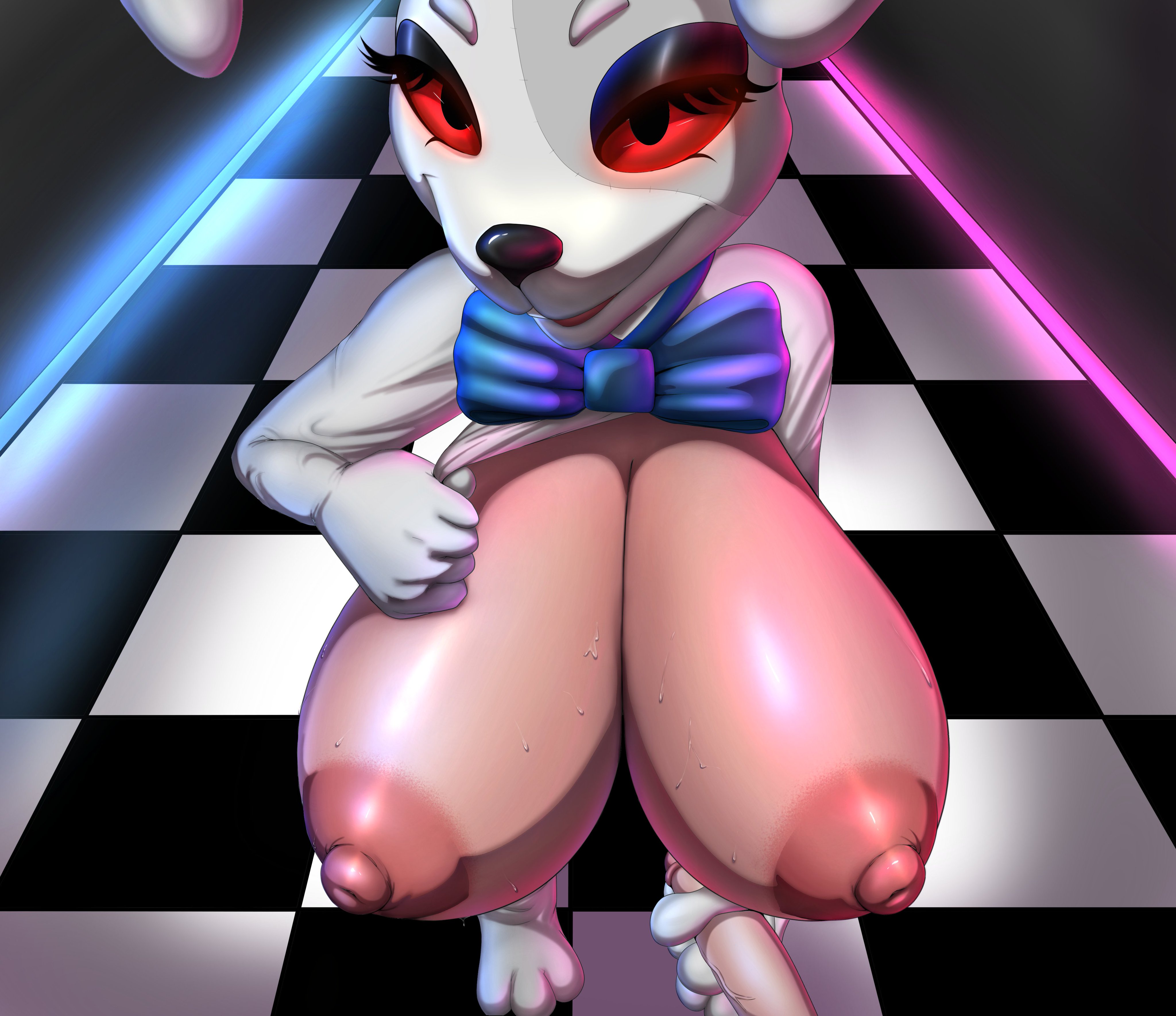 1girls, ai generated, ass, big ass, big breasts, big butt, breasts, exposed breasts, female, five nights at freddy's, five nights at freddy's: security breach, huge ass, huge breasts, huge butt, human, looking at viewer, ls, red eyes, simple background, thick thighs, thighs, vanessa (fnaf), vanny (fnaf)