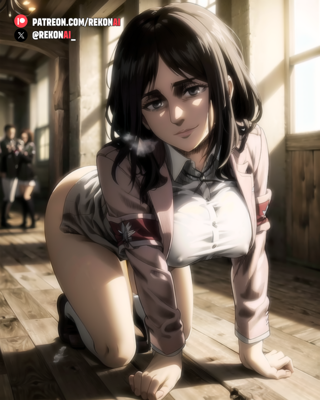 1girls 2d ai_generated arm_band ass attack_on_titan big_ass big_breasts big_butt big_nipples black_hair brown_eyes bubble_ass bubble_butt dat_ass day daytime doggy_style female female_focus female_only female_protagonist from_below from_front_position hands_on_floor huge_ass huge_belly huge_breasts huge_butt huge_nipples indoors jacket jacket_only large_ass large_breasts light-skinned light-skinned_female light_skin long_hair medium_breasts on_floor open_legs pale-skinned_female pale_skin people_in_background people_watching pieck_finger rekonai shingeki_no_kyojin shirt shirt_only smile smiley_face smiling smiling_at_viewer socks sun tagme thick thick_ass thick_hips thick_legs thick_thighs uncensored wide_hips wide_spread_legs wide_thighs