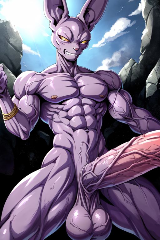 ai_generated balls beerus big_balls big_penis cock cocky69 dragon_ball_super male_focus muscles muscular veins veiny_balls veiny_penis