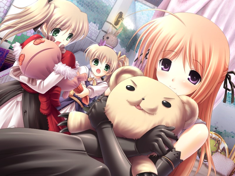 cg dream_soft female natural_another_one_2nd_belladonna orange_hair stuffed_animal yachigusa_itsuki yachigusa_kyouka yachigusa_mitsune