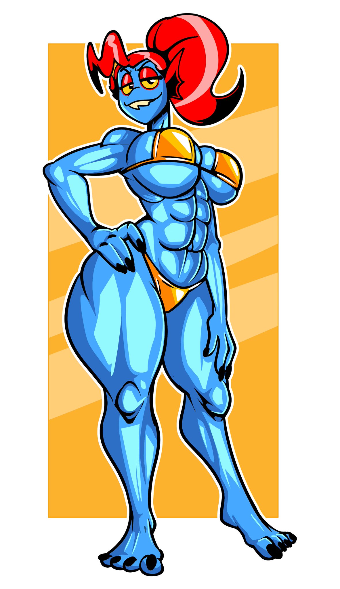 1female 1girl 1girls deltarune muscular muscular_female undertale undertale_(series) undyne undyne_(deltarune) undyne_(undertale)