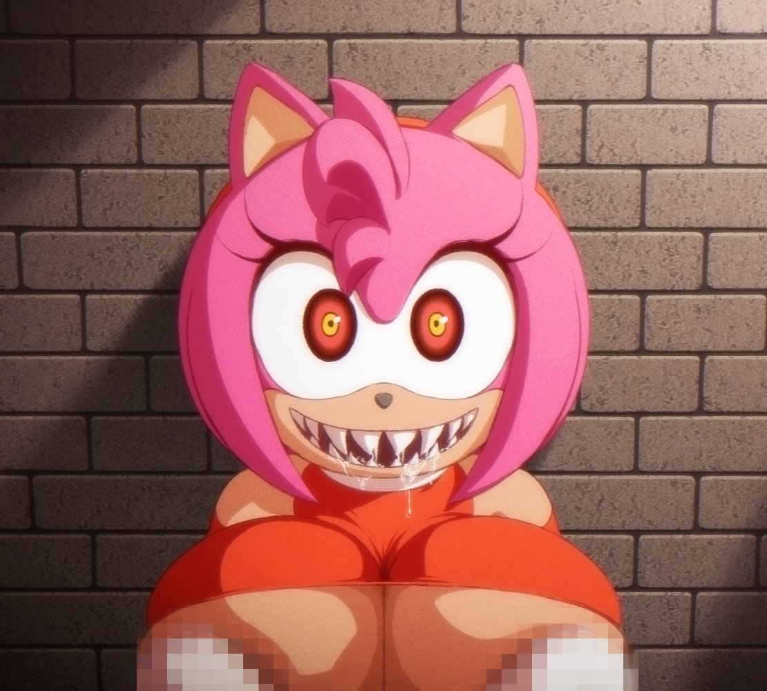 amy_rose angelauxes big_breasts huge_breasts imminent_cheating implied_cheating mobian_(species) nipple_slip nipples possessed_amy_rose sega sharp_teeth sonic_(series) sonic_the_hedgehog_(series) sonic_x