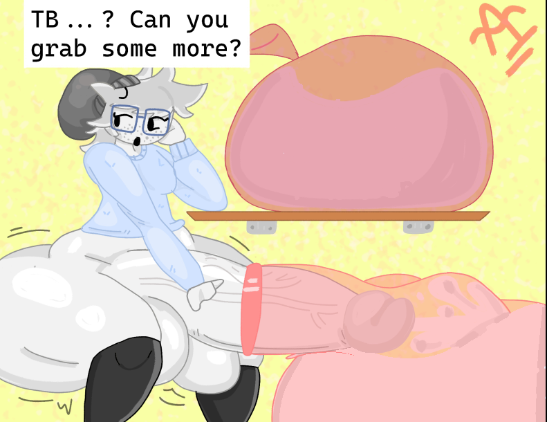 asperslah ass battle_for_dream_island beanie condom condom_filling condom_on_penis exposed exposed_penis freckles futa_only futanari glasses golf_ball_(bfdi) highlights hyper hyper_ass hyper_balls hyper_cum hyper_genitalia hyper_penis object_shows sweater