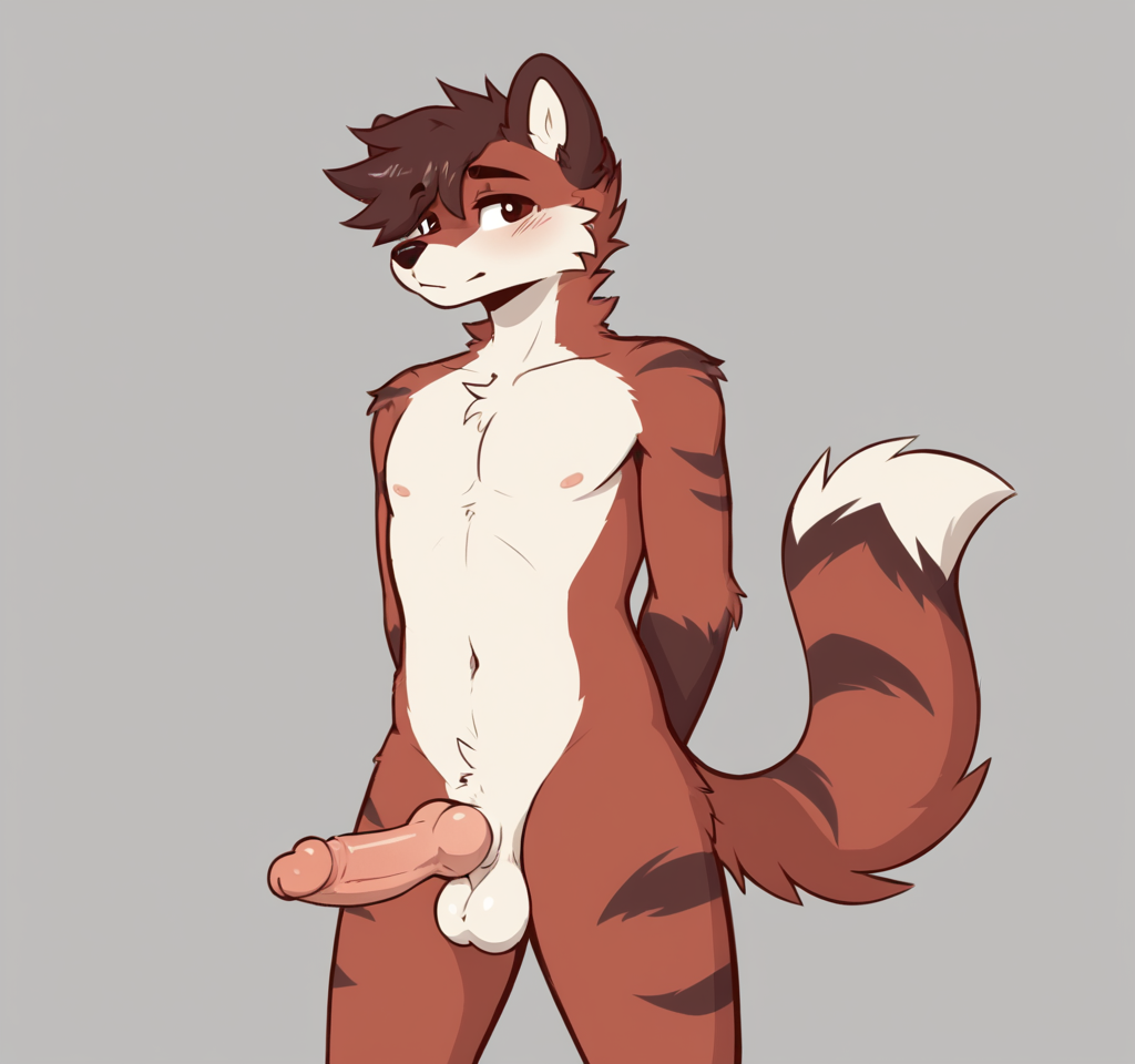 1boy ai_generated cute cute_male furry furry_ears furry_male furry_only furry_tail makergpu male male_focus male_only naked naked_male penis penis_out simple_background solo solo_anthro solo_focus solo_male tagme