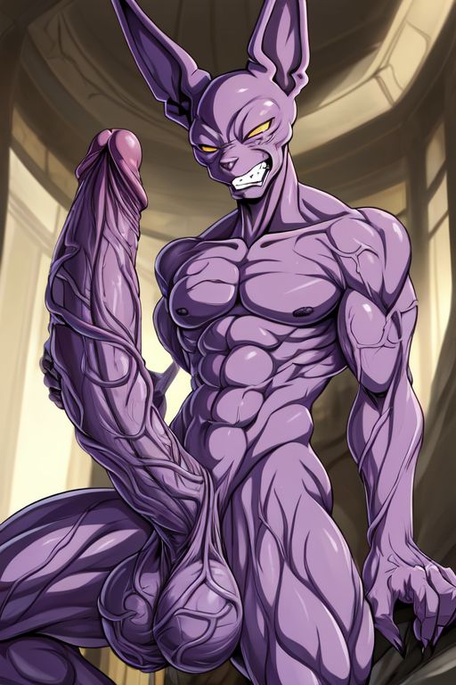 ai_generated balls beerus big_balls big_penis cock cocky69 dragon_ball_super excessive_size long_penis male_focus muscles muscular muscular_male veins veiny_muscles veiny_penis