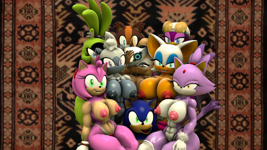 1boy 3d 3d_(artwork) 8girls abs amy_rose anthro areolae avian big_breasts blaze_the_cat blue_eyes blue_fur breasts brown_fur canine eulipotyphlan feline female female_focus fit fit_female green_eyes green_fur grey-yordle grey_fur kabalmystic_(style) looking_at_viewer male nipples nude nude_female pink_fur primate purple_eyes purple_fur rouge_the_bat sega sonic_(series) sonic_the_hedgehog_(idw) sticks_the_badger surge_the_tenrec tangle_the_lemur topless unenthusiastic wave_the_swallow whisper_the_wolf yellow_eyes