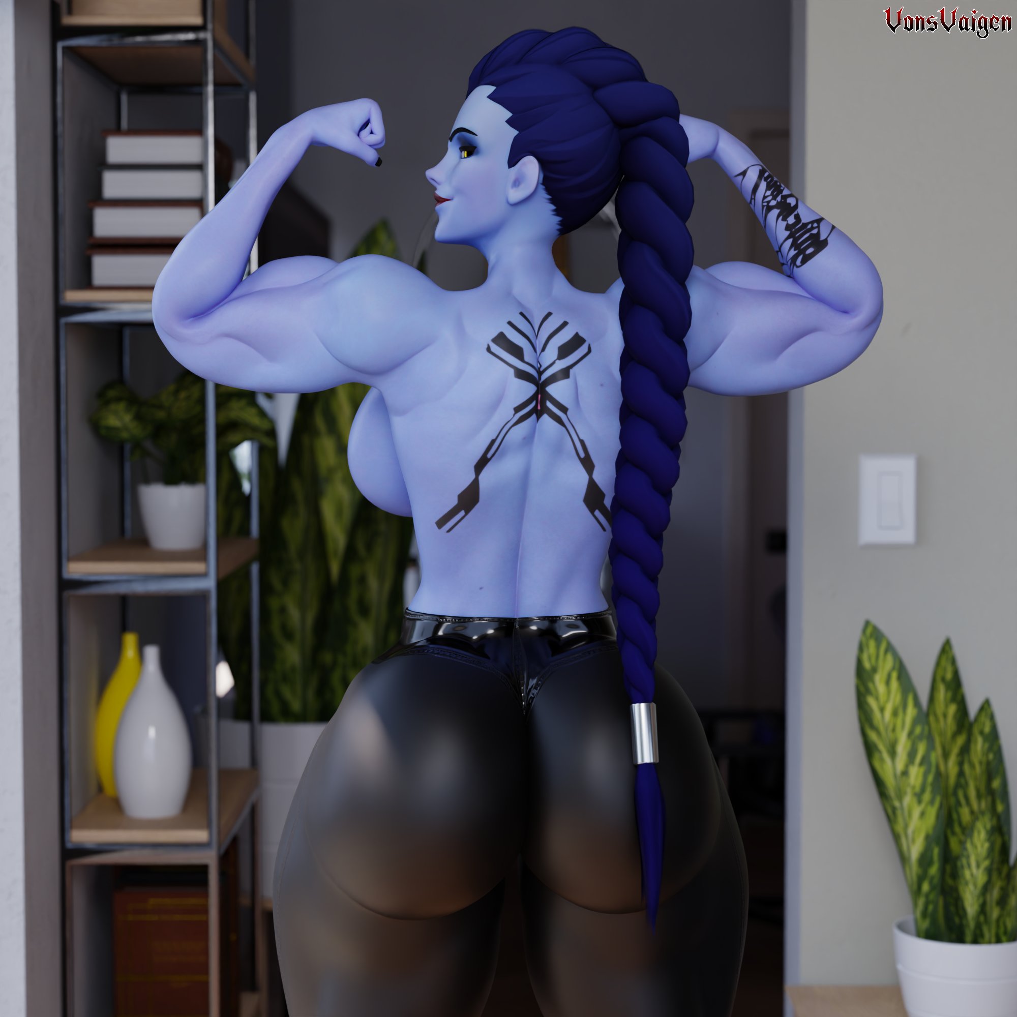 1girls, 3d, activision, amelie lacroix, ass, big ass, big breasts, big thighs, blizzard entertainment, blue body, blue skin, blue-skinned female, breasts, bubble ass, bubble butt, bust, busty, chest, curvaceous, curves, curvy, curvy figure, female, female only, fit, fit female, flexing, flexing bicep, hips, hourglass figure, huge ass, large ass, legs, leotard, mature, mature female, muscular, muscular female, overwatch, overwatch 2, slim waist, solo, thick, thick ass, thick hips, thick legs, thick thighs, thighs, toned, toned female, voluptuous, voluptuous female, vonsvaigen, waist, wide hips, wide thighs, widowmaker