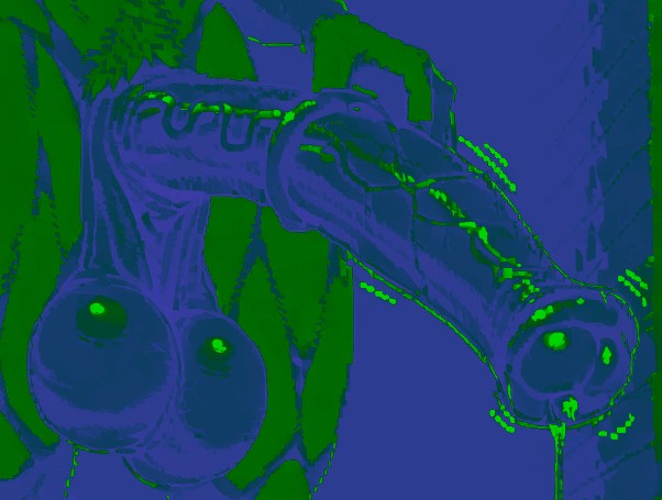 ai_generated atomicorgasm green_skin horseballs horsecock lowres pixel_art precum