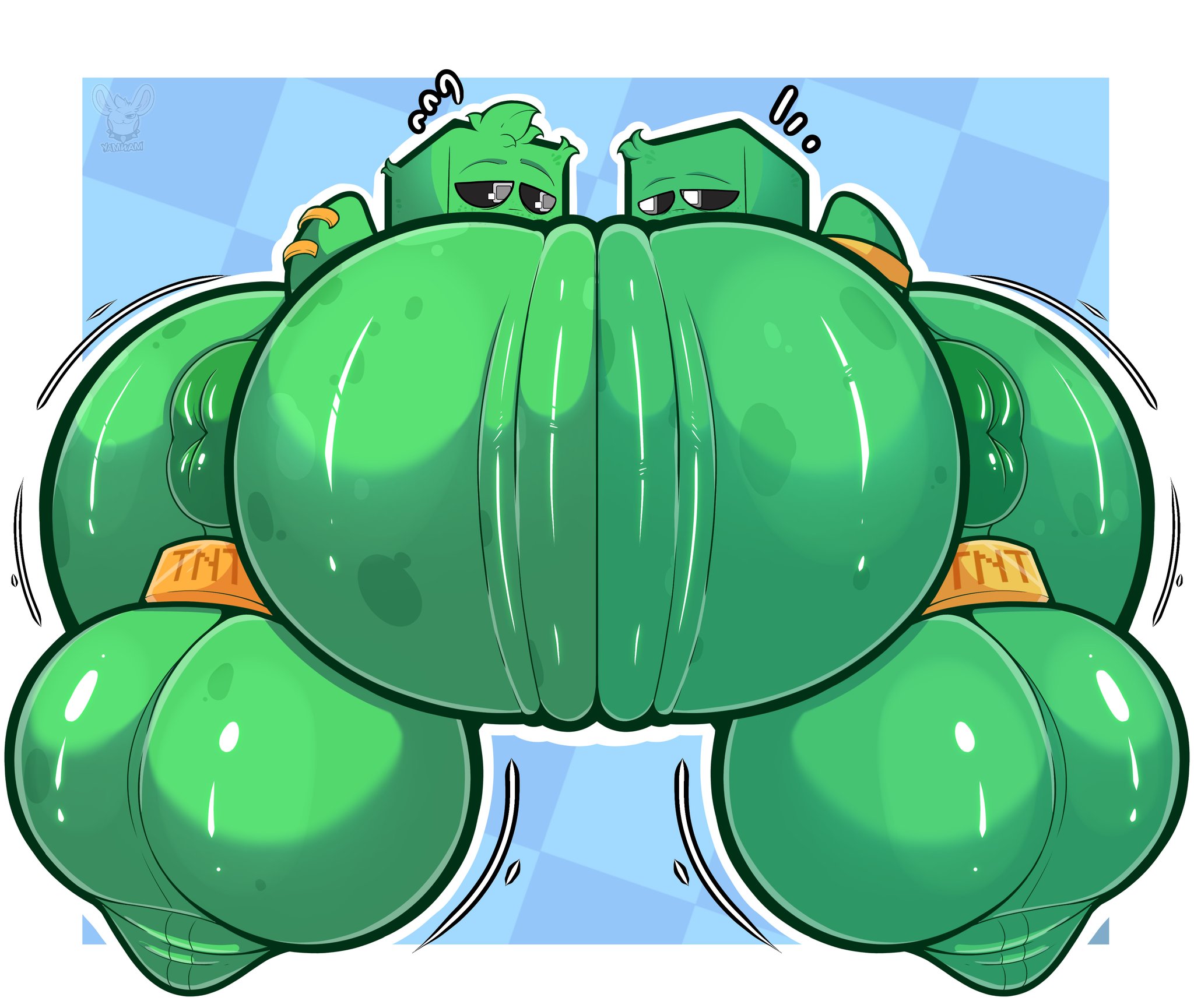 2boys, absurd res, absurd resolution, absurdres, anthro, anthro male, anthro only, anus, ass, ass bigger than head, balls, balls stretcher, benny (yamwamm), bfad, big ass, big balls, big butt, creeper, creeper (minecraft), digital art, digital drawing (artwork), digital media, digital media (artwork), garret (yamwamm), gold (metal), gold jewelry, hi res, high resolution, highres, huge balls, hyper, hyper ass, hyper balls, hyper butt, hyper genitalia, hyper testicles, male, male only, microsoft, minecraft, minercraft, mojang, presenting, presenting anus, presenting ass, presenting balls, presenting butt, presenting hindquarters, puffy anus, tagme, testicles, thick, thick ass, thick butt, yamwamm