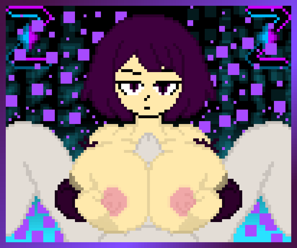 big_breasts breasts dark_zixy female genderswap_(mtf) huge_breasts legs oc orginal_character paizuri pixel_art ripped_clothing rule_63 self_upload undertale_oc zixy
