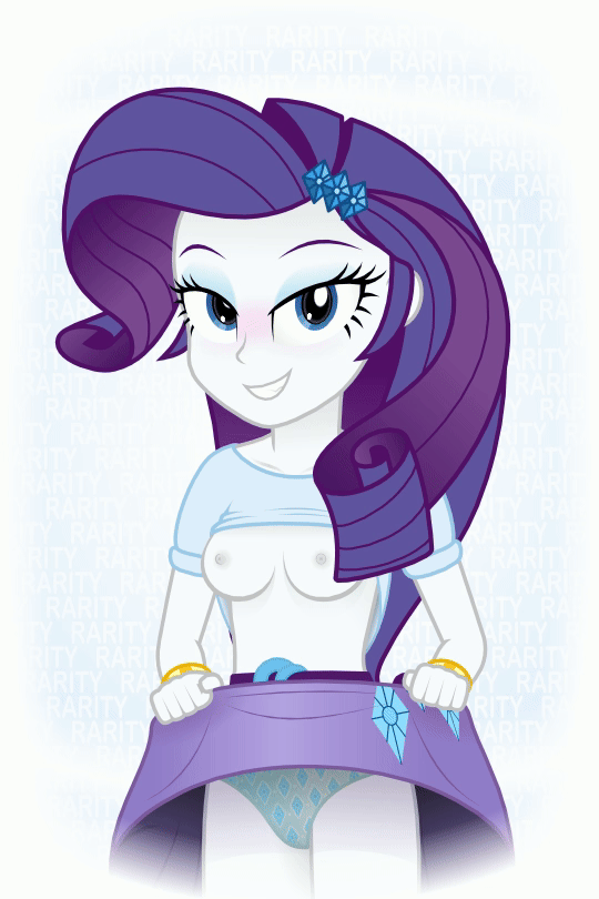1girls, 2d, accurate art style, animated, animated gif, bedroom eyes, blue eyes, breasts, color, equestria girls, female, female only, full color, gif, human, lifting skirt, live2d, my little pony, my little pony equestria girls, nipples, no bra, panties, purple hair, randomtriples, rarity (eg), shirt up, solo, white body, white skin