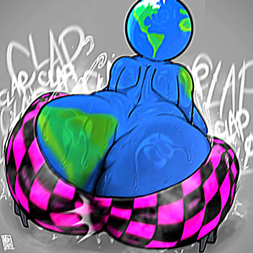 1female 1girls 2025 ass ass_bigger_than_head asshole back back_view background ball balls big big_ass big_balls big_butt blue blue_body body cape character earth earth_(solarballs) female female_only forbidden forbidden_pants head hot huge_ass huge_butt looking_at_viewer looking_back male/female pants planet sex solarballs sonkid450 wobble
