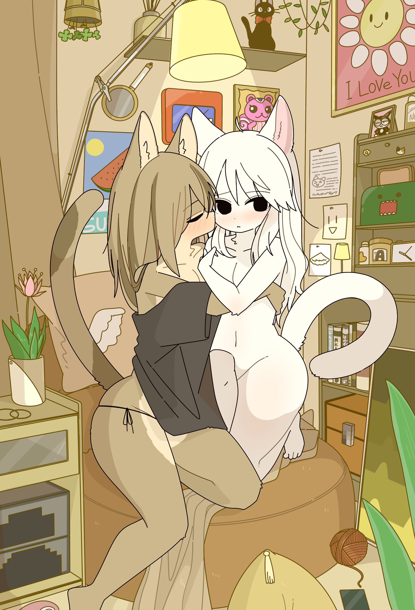2girls, doremifaso64, female, furry, naked, panties, tagme, yuri