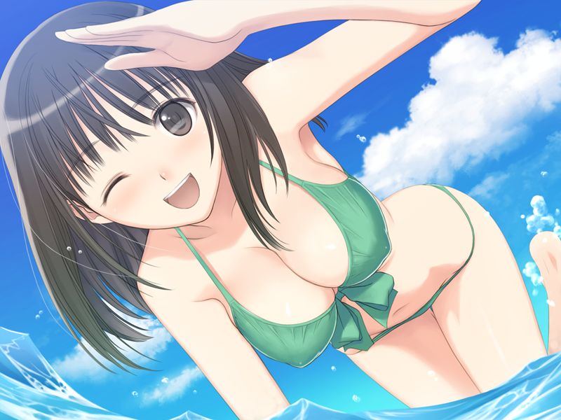 1girls bikini fault!! female female_only game_cg saeki_ai solo taka_tony