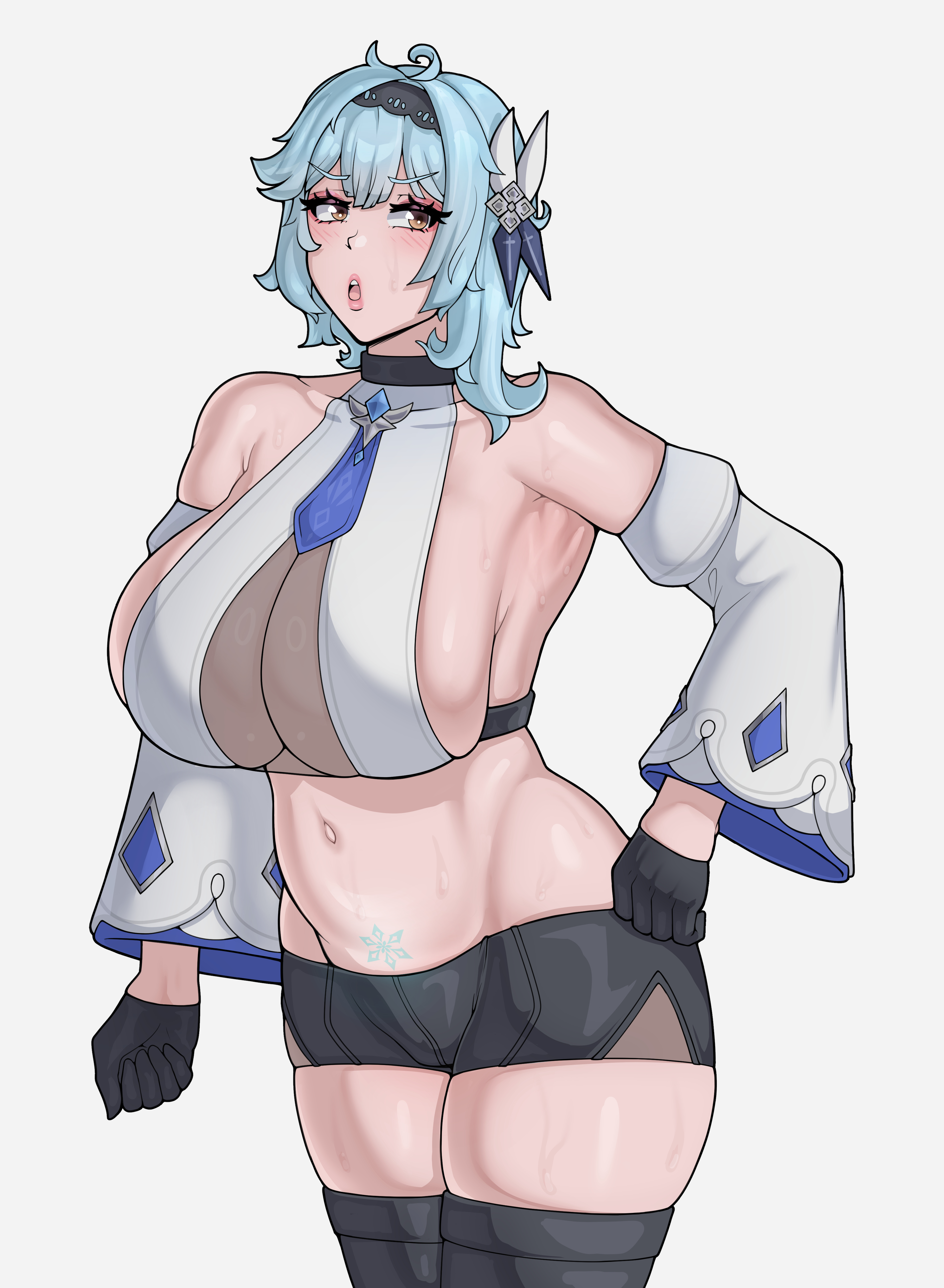 1girls, big breasts, big thighs, blush, breasts, busty, cleavage, curvy, eula (genshin impact), female, female only, genshin impact, huge breasts, huge thighs, large breasts, large thighs, mature female, milf, navel, solo, solo female, sven corvus, thick thighs, thighs, voluptuous