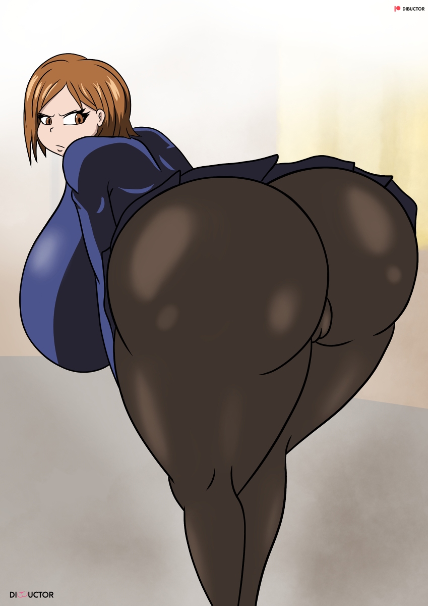 ass, big ass, brown hair, curvy, dibuctor, female, female only, fully clothed, jujutsu kaisen, kugisaki nobara, voluptuous