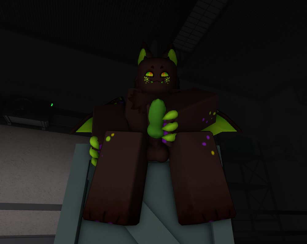 3d balls brown_fur furry green_cock holding_penis kaiju_paradise male penis roblox roblox_game tagme witchbrew_(kaiju_paradise)